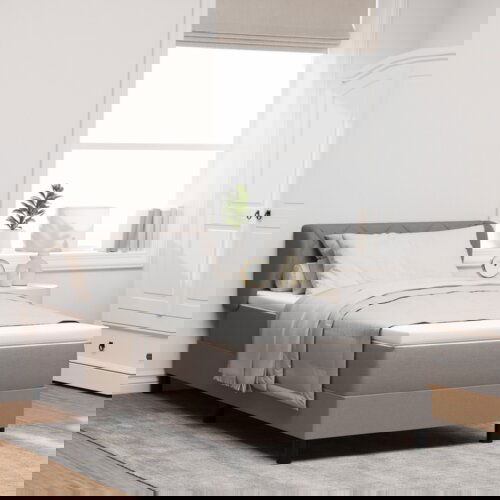 Box Spring Krevet s Madracem u Taupeu 90x200 cm Tkanina Cijene