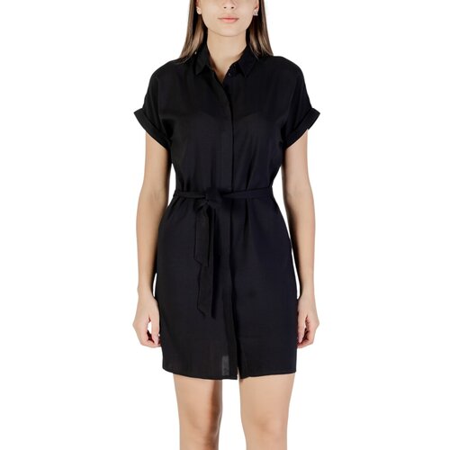 Vero_Moda Kratke obleke Vmeasy Joy S/S Shirt Wvn Ga 10302043 Črna Cene