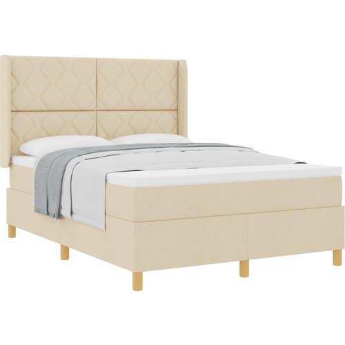 vidaXL Box Spring postelja z vzmetnico Krem 140x200 cm Tkanina, (22050208) Cene