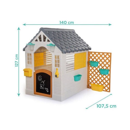 Dolu Proizvod sa nedostatkom - OUTLET - Premium kućica za decu sa vrtom i tablom za crtanje ( 033109 ) Slike