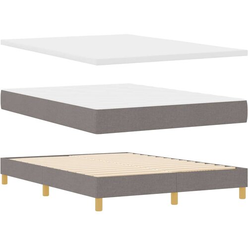  LED Box Spring Krevet Sivo-smeđa 140 x 200 cm tkanina Slike