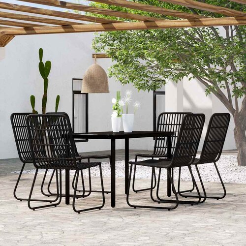  7-dijelni vrtni blagovaonski set crni Crna Dužina stola 140 cm Slike