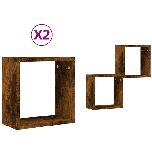 VidaXL Zidne kockaste police 2 kom dimljeni hrast 30x15x30 cm Slike