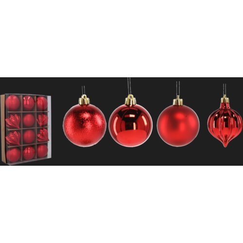 Molarem Home Set od 12 kuglica za božićno drvce &amp;ndash; 6 cm, crvena Slike