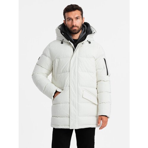 Ombre Outdoor long men's parka jacket - white Cene