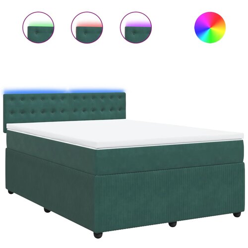Maison Chic Box spring postelja - Vzmetna postelja z vzmetnico temno zelen 140x190 cm žamet SL23356, (21891327) Cene