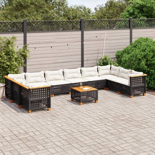 vidaXL 11-dijelni set vrtnih sofa od poliratana s jastucima crni Cijene