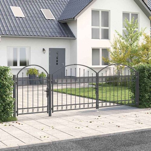  Vrata Ograde za Vrt s Arhivnim Vrh Siva 4 x 1 25 m Čelik Cijene
