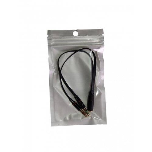 Gembird 3.5 mm 4-pin socket to 2 x 3.5 mm stereo Headphone Mic Audio Y Splitter adapter cable, black CCA-418A Slike