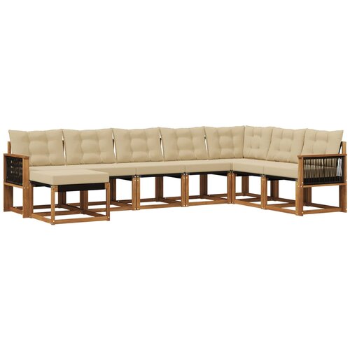 vidaXL Zunanja garnitura za sedenje z blazino 8 pcs Naravna in bež, (5000279484) Cene