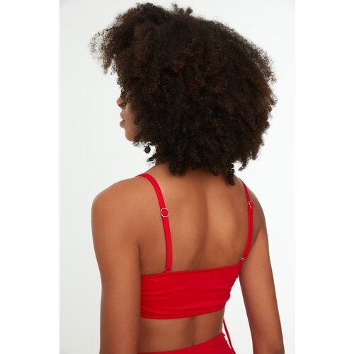 Trendyol Red Pleated Bikini Top Cene