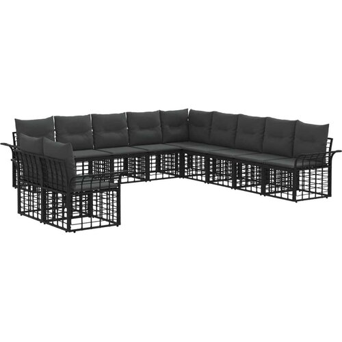  Set vanjskih sofa s jastukom 11 pcs Crna i tamno siva Poliester Cijene