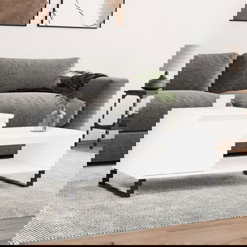 VidaXL Klubska mizica Bela 100x50x45 cm inženirski les Slike