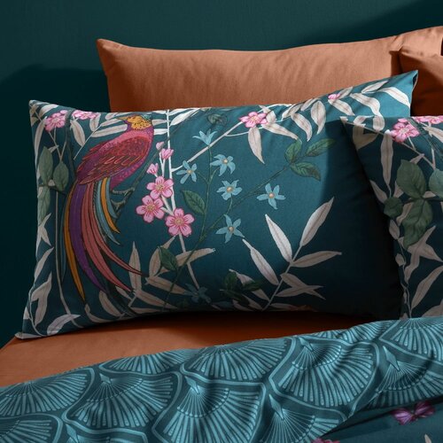 Catherine Lansfield Tamno zelena posteljina za bračni krevet/za produženi krevet 230x220 cm Tropical Floral Birds &amp;ndash; Slike