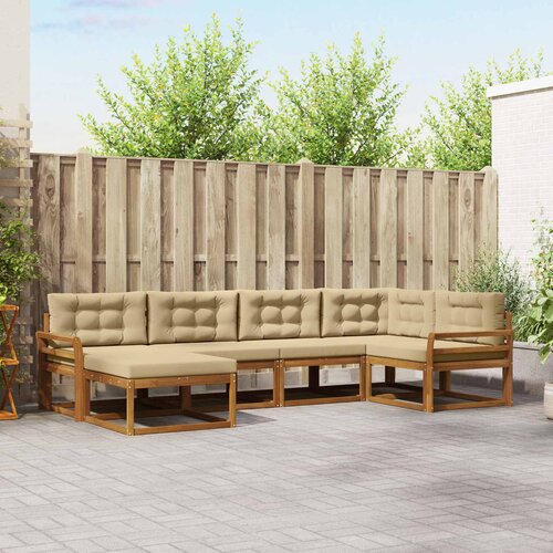  Set vanjskih sofa 6 kom. Prirodna i bež Smeđa 329 x 170,5 x 73 cm Slike