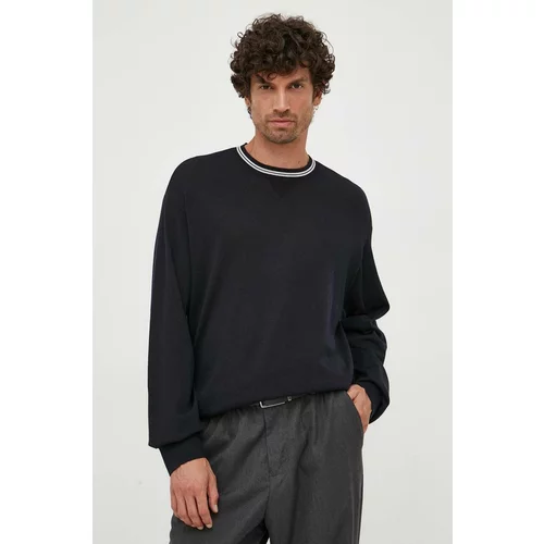 Emporio Armani Vuneni pulover za muškarce, boja: tamno plava, lagani