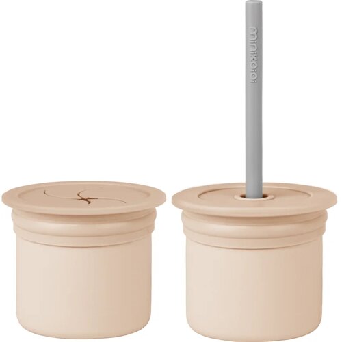 Minikoioi Sip+Snack Set jedilni set za otroke Bubble Beige / Powder Grey 1 kos Slike