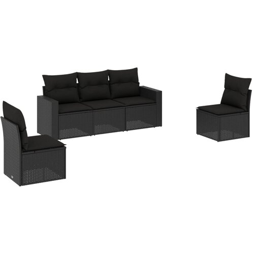 Maison Chic Seti vrtnega pohi&scaron;tva - Vrtna garnitura - Vrtni pohi&scaron;tvo set 5-delna z blazinami črn poli ratan, (21820407) Cene