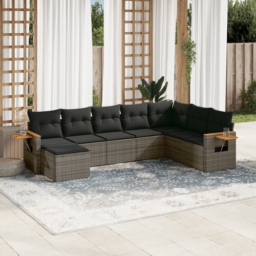 vidaXL 8-dijelni set vrtnih sofa od poliratana s jastucima sivi Cijene