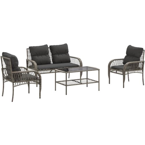 Maison Chic Seti vrtnega pohi&amp;scaron;tva - Vrtna garnitura - Vrtni pohi&amp;scaron;tvo set 4-delna z blazinami siv poli ratan, (21816850) Slike