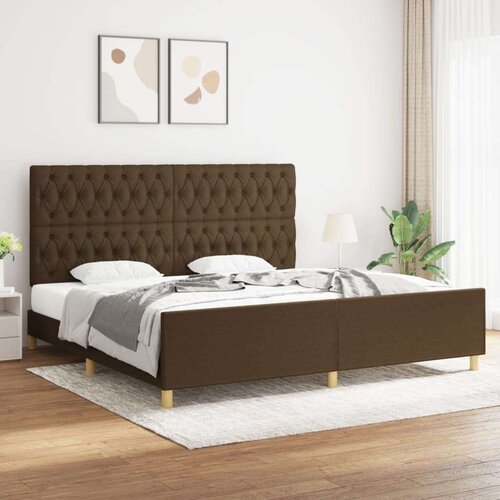  Okvir za krevet s uzglavljem tamnosmeđi 200x200 cm od tkanine Cijene