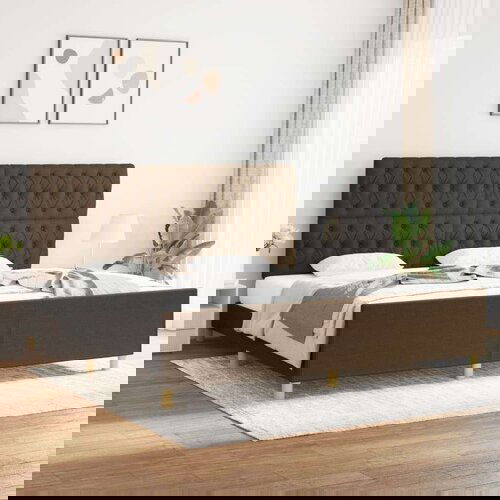  Posteljni okvir z vzglavjem temno rjav 200x200 cm blago, (20905025) Cene