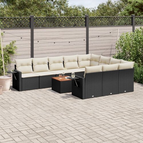  11-dijelni set vrtnih sofa od poliratana s jastucima crni Cijene