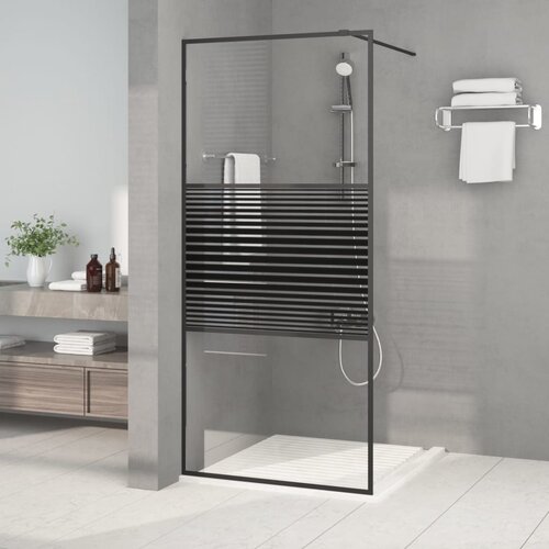 vidaXL Pregrada za tuš crna 90 x 195 cm s prozirnim staklom ESG Cijene