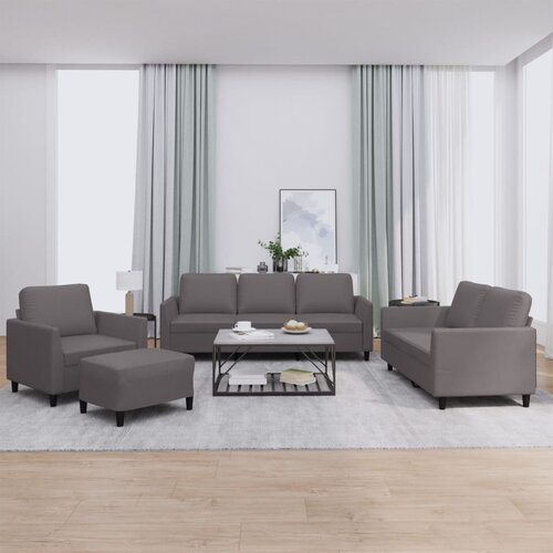  4-dijelni set sofa s jastucima sivi od umjetne kože Siva Cene