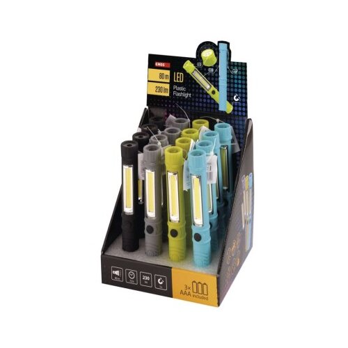  Ročna LED svetilka 3W COB LED, 230 lm, 3× AAA, 16 kos, display box 16/1 Cene