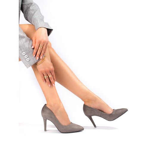 SHELOVET Suede grey women's heels Slike
