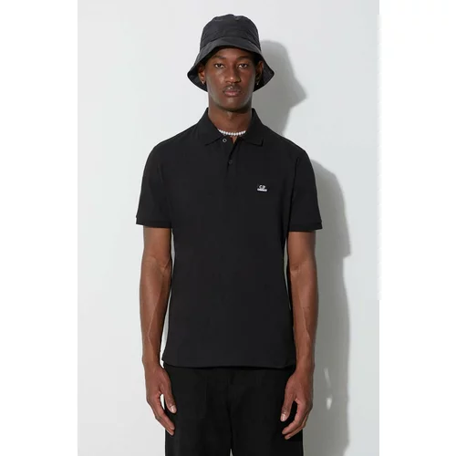 C.P. Company Polo majica Stretch Piquet Regular Shirt za muškarce, boja: crna, s aplikacijom, 15CMPL094A005263W