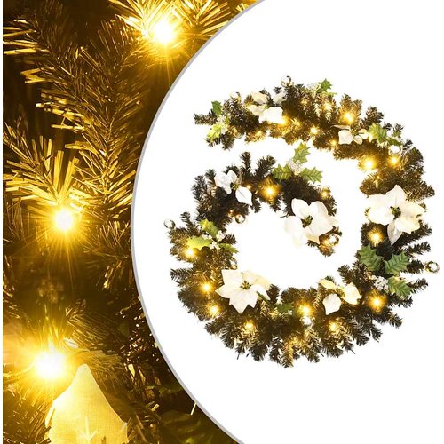  Božićna girlanda s LED svjetlima crna 2,7 m PVC Cijene