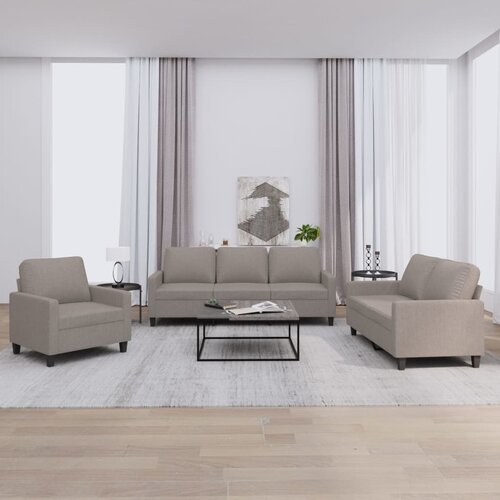  The Living Store Sedežna garnitura z blazinami 3-delna taupe blago - Sedežna Garnitura, (21456540) Cene