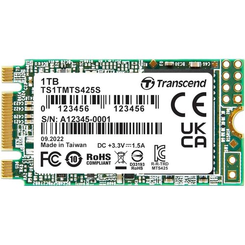 Transcend TS1TMTS425S 1TB, M.2 2242 ssd, SATA3 b+m key, tlc Slike
