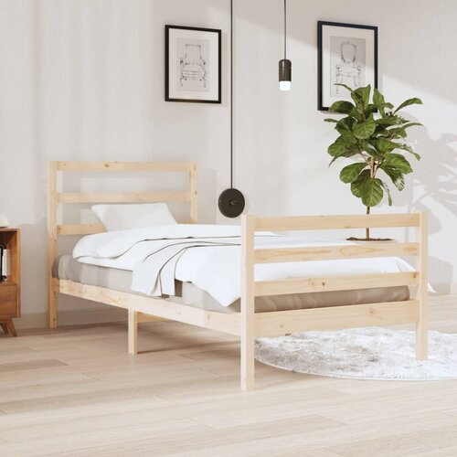 The Living Store Posteljni okvir iz trdne borovine 90x200 cm - Posteljni Okvir, (21525523) Slike