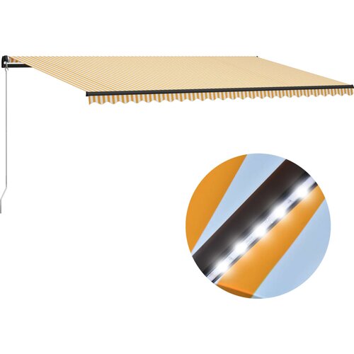 vidaXL Tenda na ručno uvlačenje s LED svjetlom 600x300 cm žuto-bijela - Žuta i bijela 600 x 300 cm 1 Cijene
