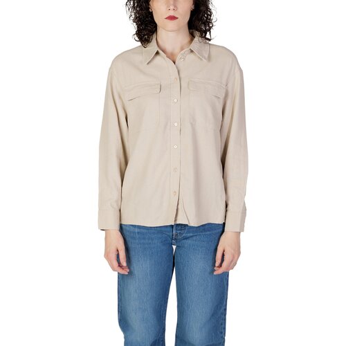 Only Srajce &amp;amp; Bluze ONLCARO L/S OVS LINEN BL SHIRT CC PNT 15278795 Bež Slike