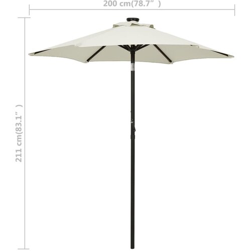  Vrtni suncobran LED boja pijeska 200 x 211 cm aluminijski Slike