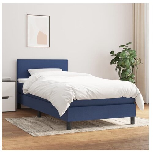 VidaXL Box spring postelja z vzmetnico moder 90x190 cm blago Slike