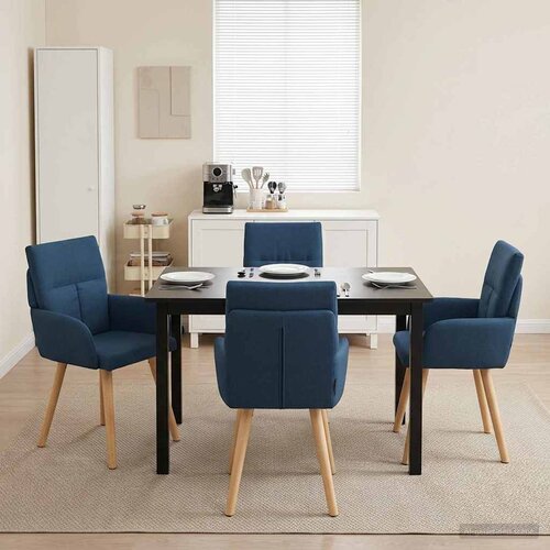 VidaXL Trpezarijske stolice 4 pcs Tkanina Plava 60 x 56 x 96 cm Slike