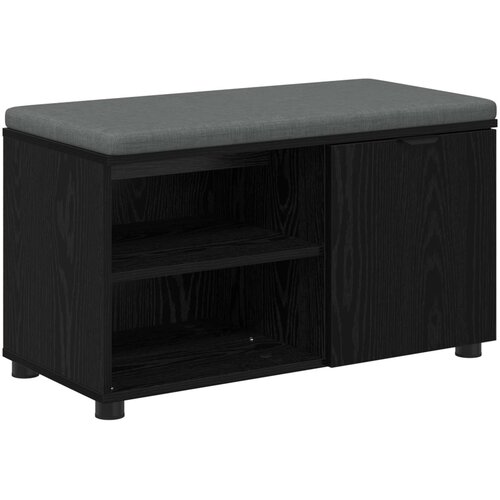  Klupa za hodnik s jastukom s policom Crni Hrast 80 x 38 x 46 cm Slike