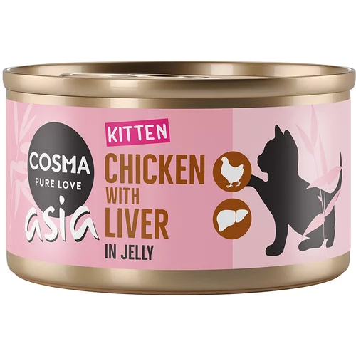Cosma Ekonomično pakiranje Asia Kitten u želeu 12 x 85 g - Piletina s pilećim jetricama