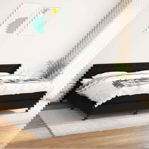  Krevet s oprugama i madracem crni 160x200 cm od tkanine Slike