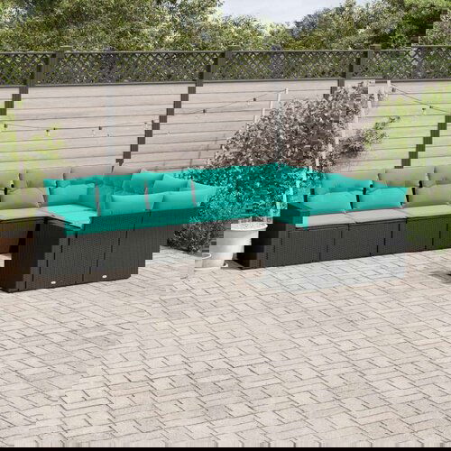  9-dijelni set vrtnih sofa od poliratana s jastucima crni Cijene