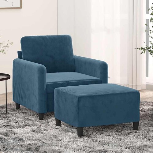 VidaXL Fotelj s stolčkom za noge moder 60 cm žamet Slike