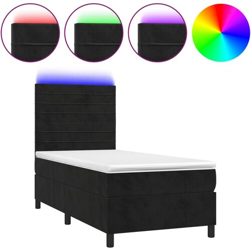 Maison Chic Box spring postelja - Vzmetna postelja z vzmetnico LED črna 90x200 cm žamet SL22265, (21891816) Slike