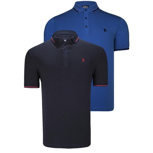 Dewberry DOUBLE SET T8586 MEN&amp;#039;S T-SHIRT-SAKS-NAVY BLUE Slike
