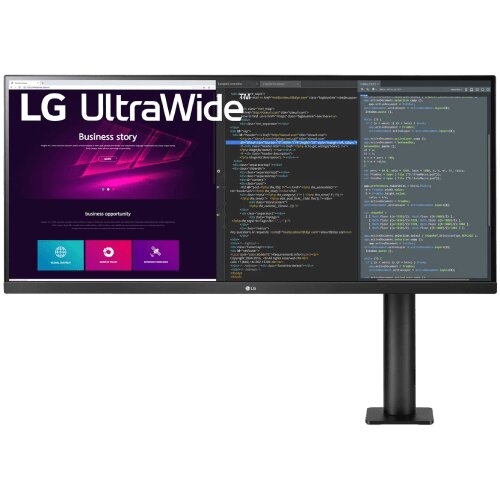 Lg monitor 34'' IPS UltraWide Ergo QHD 3440x1440@75Hz, 21:9, 1000:1, 5ms, 300cd/m², 178°/178°, 1 USB 3.0 upstream, 2 USB 3.0 downstream, 2 HDMI, 1 DP, AMD FreeSync, VESA 100x100mm, Height, Tilt, Swivel, Pivot, Black, 3yw Cene