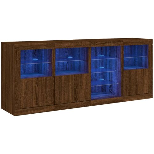 Maison Chic Komoda - Predalnik z LED lučkami dimljen rjav hrast 164x37x67 cm, (21722023) Cene